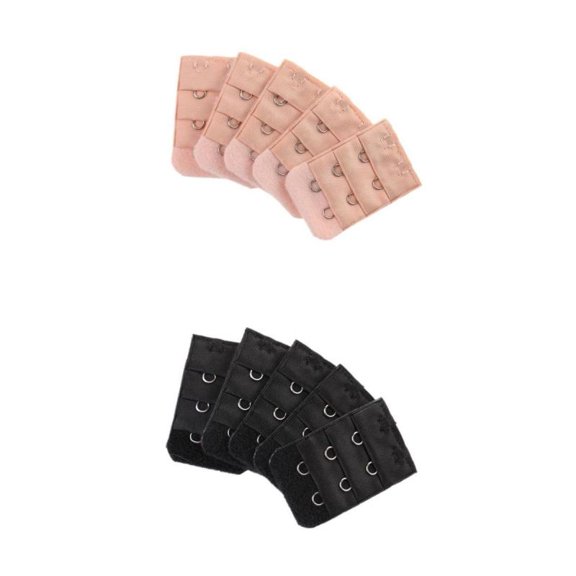 10 Pieces Elastic Bra Extenders 3 Rows Solid Beige & Black