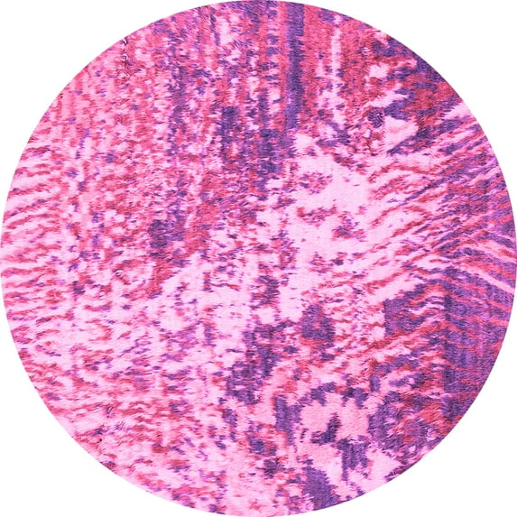 Ahgly Company Indoor Round Abstract Pink Modern Area Rugs, 6' Round