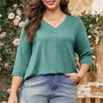 thumbnail image 5 of Shirts For Women Sevevn Women Plus Size V-Neck 3/4 Sleeve Casual T-Shirts Loose Basic Tunic Tees, 5 of 8