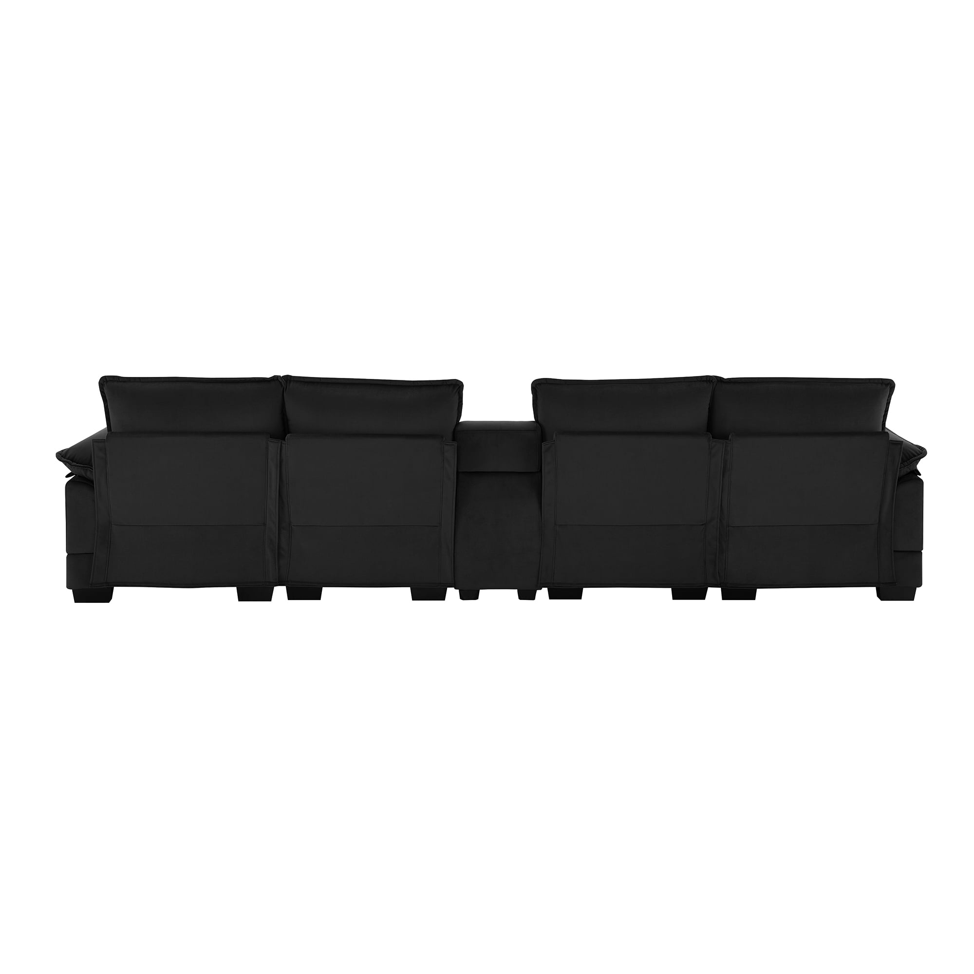 MAYEERTY 123x55" Modern U-Shaped Sectional Sofa - 6-Seat Symmetrical Chenille Couch with Console/Cup Holders/USB/Chaise, 5 Colors
