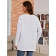 thumbnail image 5 of Ecavus Women's Oversize Maternity Clothes Side Slit Long Sleeves Tops With Pocket Fall Mama Pregnancy Tops White S, 5 of 7
