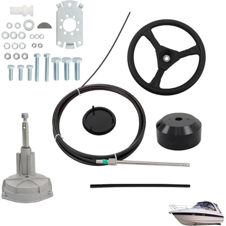 OTTULUR 14 Feet Boat Steering Rotary System Kit with 13.5 Wheel Replacement for Yachts Fishing Boats