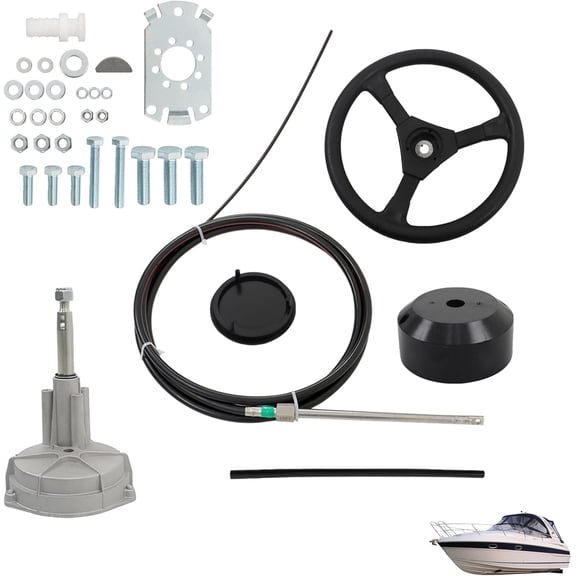 OTTULUR 14 Feet Boat Steering Rotary System Kit with 13.5 Wheel Replacement for Yachts Fishing Boats