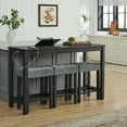 thumbnail image 5 of YIYADO 59" 4-Piece Bar Table Set, Sofa Table with Stools, Built-in Power Outlets, and 3 Linen Upholstered Stools Behind Sofa, Black, 5 of 6