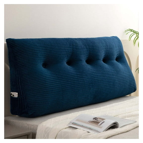 Wedge Pillow Headboard - Triangular Bed Pillow with Removable Cover for Daybeds, Reading & Back Support .