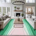 thumbnail image 4 of Abstract Lines Washable Living Room Rugs 8'x10', Green Pink Waves Modern Style Simple Low Pile Throw Large Area Rug Non-Slip Sturdy Edge Binding Carpet for Bedroom Dining Room Office, 4 of 9