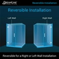 thumbnail image 4 of DreamLine Unidoor Plus 37 in. W x 34 3/8 in. D x 72 in. H Frameless Hinged Shower Enclosure, Clear Glass, Satin Black, 4 of 11