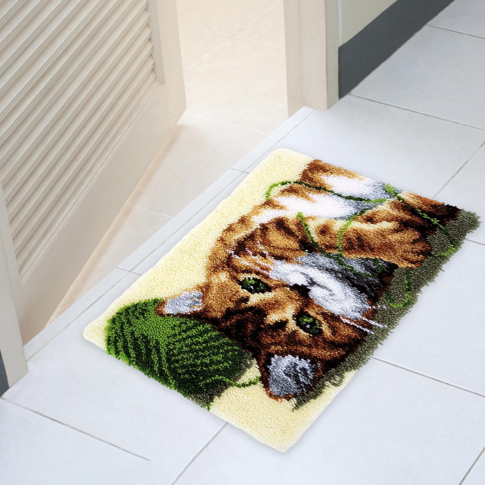 Abbraccia Latch Hook Rug Kits, DIY Cats Rug Making Kits for Adults Kids,Cat Pattern Needlework Embroidery Kits for Beginners Home Decor,60x40cm, Size