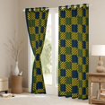 thumbnail image 3 of Manfei Square Buffalo Plaid Blackout Curtains Set of 2 (52x84 Each), Yellow Green Stripes Abstract Window Curtains, Chic Vintage Fashion Curtains and Drapes, Living Room Curtains Decor, 3 of 6