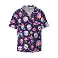 thumbnail image 3 of Goofa Skull mushroom space Printed Men's Casual Short-sleeved Shirt,Lightweight Breathable Button-down,Summer Casual men's top,Versatile Fashion shirt-3X-Large, 3 of 7