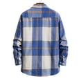 thumbnail image 3 of VBTAPA Men's Plaid Shirt Jacket Long Sleeve Shacket Cardigan Tops Loose Casual Button Down Shirts Lightweight Gingham Shirt with Chest Pocket Blue M, 3 of 4