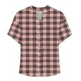 thumbnail image 5 of Women's Button Down Shirts Plaid Fold Short Sleeve Casual Tops V Neck Business Summer T Shirts Trendy Dressy Blouses, 5 of 5