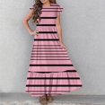 thumbnail image 4 of Spazoro Kids Girls Dresses, Striped Round Neck Short Sleeve Fashion Princess Dress for Child Girls Hot Pink Size 5-6T, 4 of 7