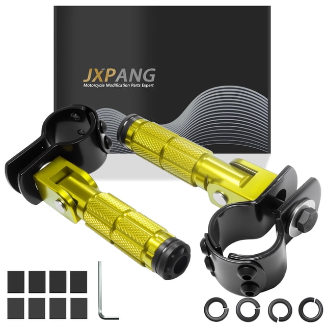 Reposapiés para motocicleta JXPANG M8 plegables, dorados, universales