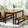thumbnail image 4 of Stmoze 43.3" Dining Table Set for 4, Kitchen Dining Table with 2 Benches, 3 Pieces Dining Room Table Set with Metal Frame, Dining Bench Set for Kitchen, Restaurant, Rustic Brown, 4 of 7