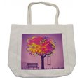 thumbnail image 1 of Tree Shopping Bag, Retro Picture of Graffiti Colorful Tree with Circle Patterns Swing Graphic, Eco-Friendly Reusable Bag for Groceries Beach and More, 15.5" X 14.5", Cream, by Ambesonne, 1 of 2