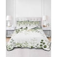 thumbnail image 2 of Quilts Twin-XL Size Bedding Set, Green Eucalyptus Leaves Lightweight Quilted Comforter, Summer Botanical Weeping Soft Reversible Bedspread Coverlet with Pillow Covers for All Season, 68" x 98", 2 of 7