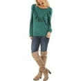 thumbnail image 3 of Gomelly Ladies T-shirt Crew Neck Sweatshirt Casual Pullover Women Loose Fit Work Tops Long Sleeve Green 2XL, 3 of 7