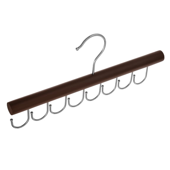 BESTYASH Wood Multi Hook Purse Organizer for Closet with 8 Hooks Coffee Color