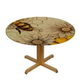 thumbnail image 3 of Fenyluxe Sunflower Tablecloth Round Summer Flower Bee Yellow Shabby Chic Retro Floral Decorative Table Cloth with Dust-Proof Wrinkle Resistant Decor for Home Kitchen Dining Room 31-35, 3 of 8