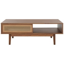 SAFAVIEH Ceu Modern 2 Door Wood Coffee Table, Walnut/Gold