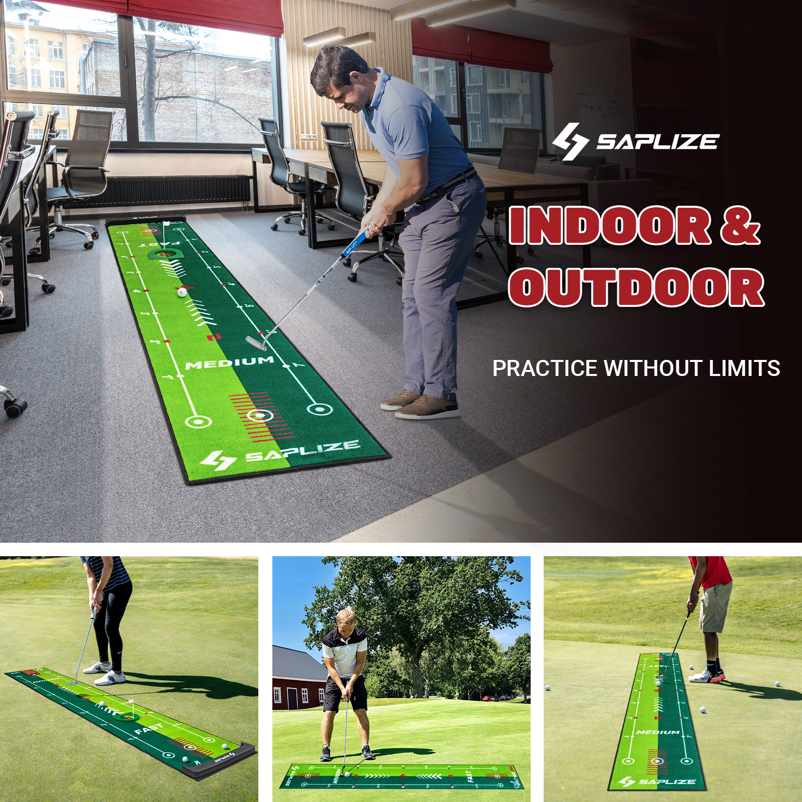 SAPLIZE Golf Putting Mat 20 In X 10 Ft with Mirror photo 5