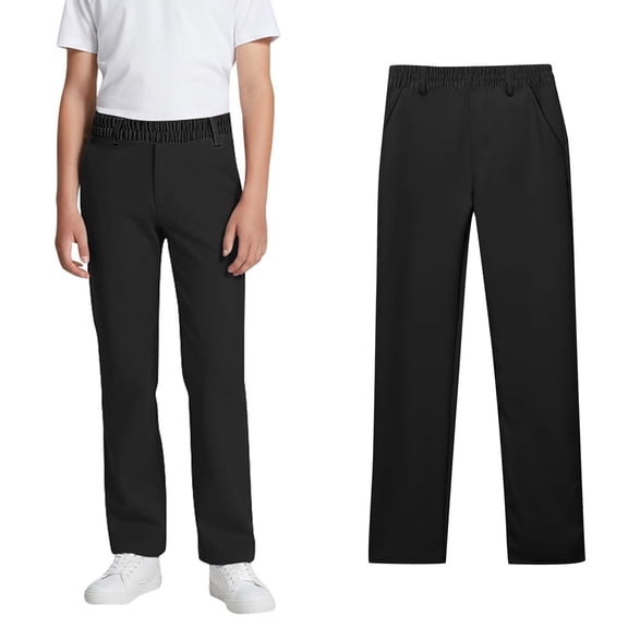 Boys School Uniform Pants Pull On Chino Pants with Pockets Straight Pants Black Uniform Pants Boys Back to School Clothes Teen Boys Pants 11-12 Years