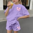 thumbnail image 4 of Robe d'Été à Manches Courtes Haut à Manches Courtes et Short Ensemble Deux Pièces pour Enfants Mignonne Détente d'Été Col Rond, 4 of 7