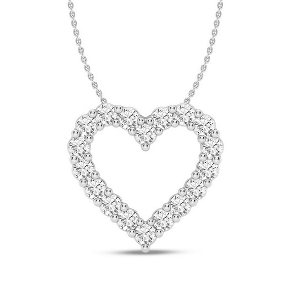 Lumante Women's 0.25cttw 14k White Gold Heart Shape Diamond Pendant Necklace, Lab Grown Diamonds (F-G Color, VS Clarity)