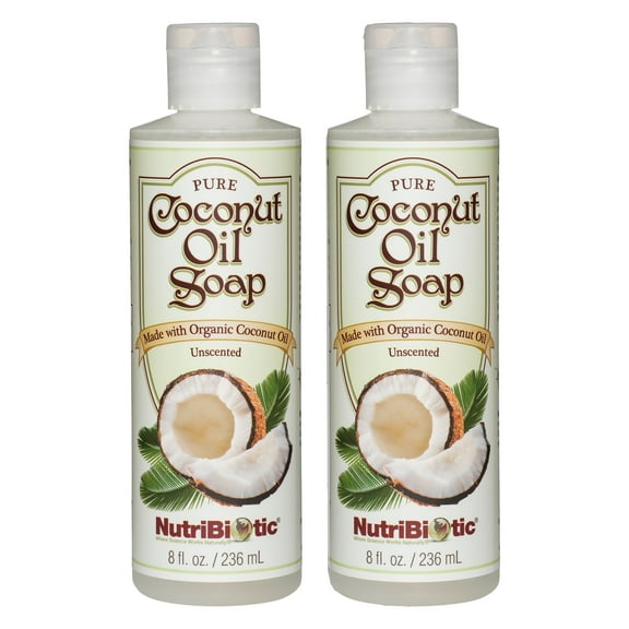 NutriBiotic Certified Organic Pure Coconut Oil Soap, Unscented, 8 Fl Oz Twin Pack