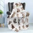 thumbnail image 4 of Cat Soft Flannel Fleece Throw Blanket, Illustration of Funny Playful Cats on Plain Background Animals Kitten Pattern, Cozy Plush for Indoor and Outdoor Use, 50" x 70", Brown Black White, by Ambesonne, 4 of 5