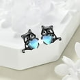 thumbnail image 4 of Cat Moonstone Earrings for Women Sterling Silver Animals Cat Stud Earrings for Women, 4 of 10