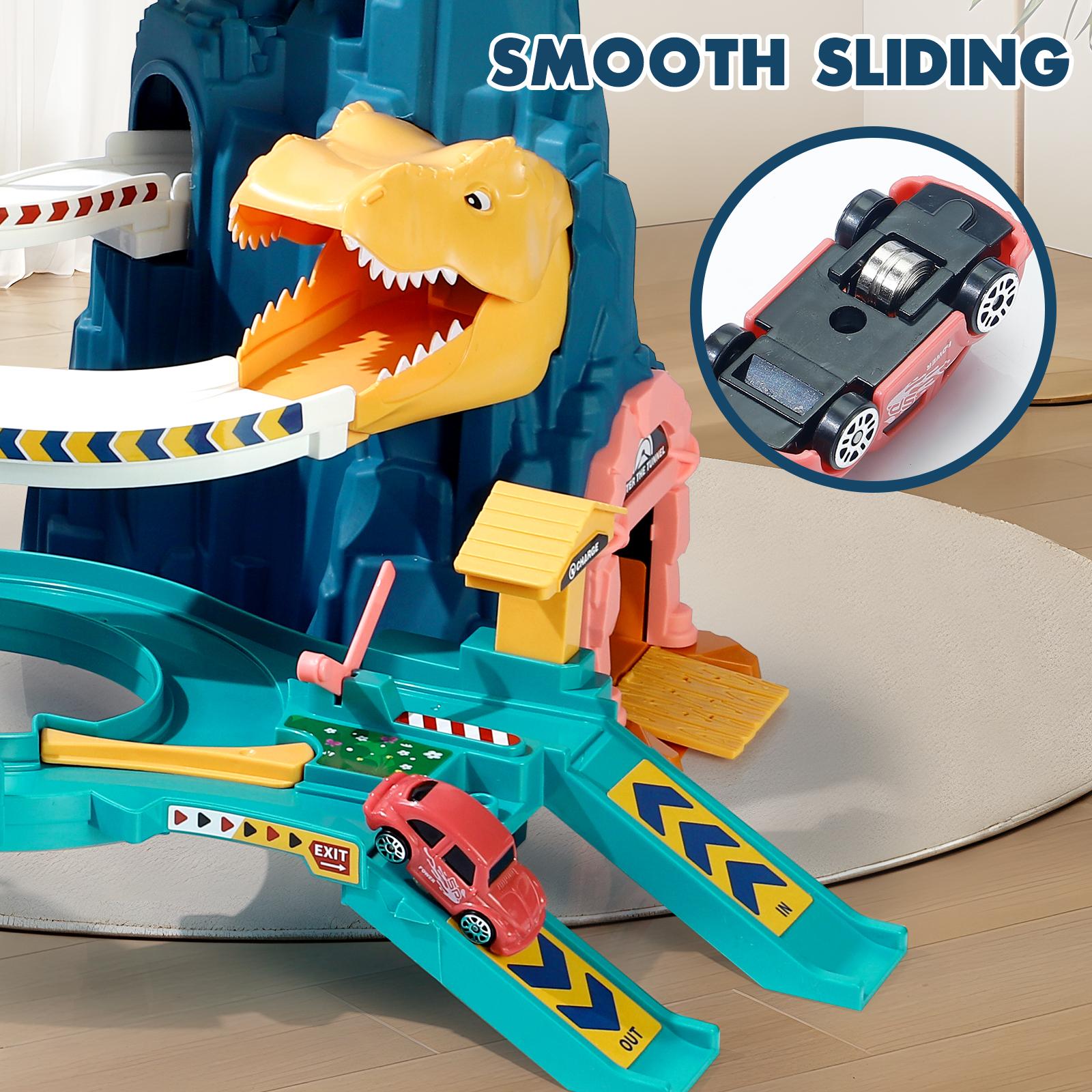 NETNEW Dinosaur Race Track Playset with 4 Mini Racers photo 8