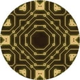 thumbnail image 1 of Ahgly Company Indoor Round Patterned Black Bean Brown Area Rugs, 8' Round, 1 of 6