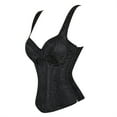 thumbnail image 2 of Women Corset with Straps Floral Jacquard Corset Gothic Corset Top Plus Size Shoulder Straps Tank Overbust Corset Bustiers Black XL, 2 of 5