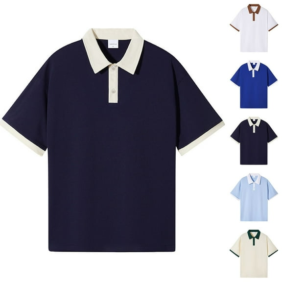 Hvyesh Women's Short Sleeve Golf Shirt Summer Button Up Solid Tshirt 2025 Loose Cotton Top for Teen Girls Campañas de enero