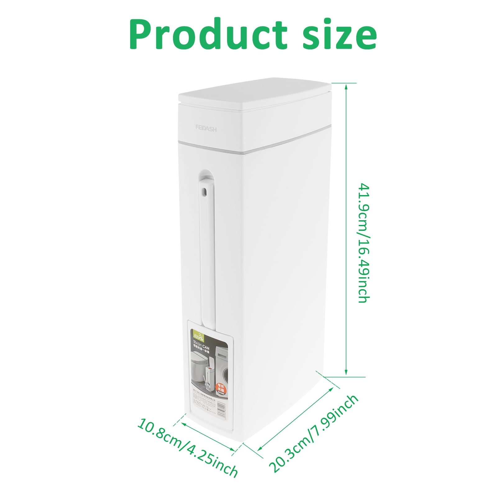 FVKRNYZ Trash Can with Toilet Brush Holder Press-Type Plastic Garbage Can 4.5L Slim Rectangular Trash Bin for Toilet Kitchen