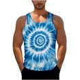 thumbnail image 2 of BLTIBY Men's Tank Top Tie Dye Graphic Sleeveless Beach Shirts Crew Neck Pullover Blouse for Vacation Gym Running Workout Navy L, 2 of 6