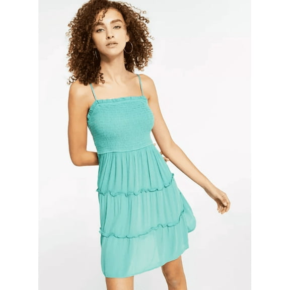 Smocked Tiered Dress- Jade Green- Lg