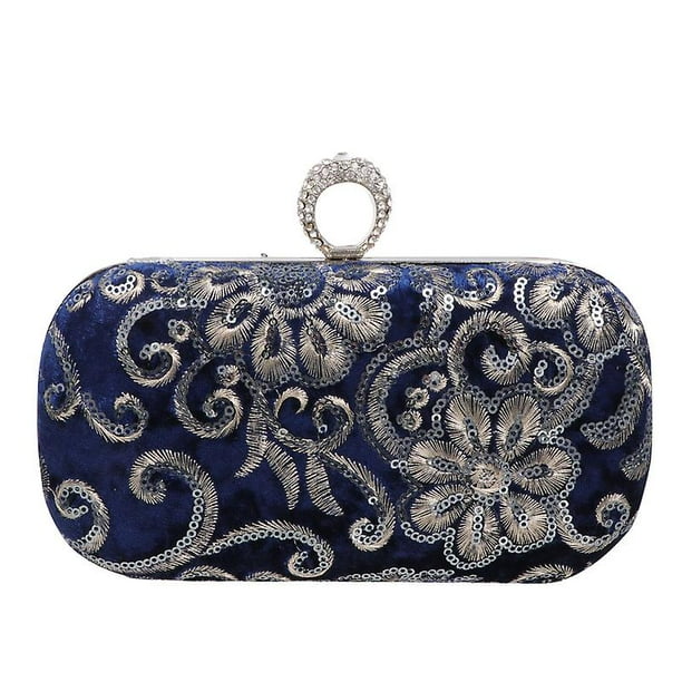 Navy blue and silver clutch clearance bag