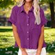 thumbnail image 4 of Craaazy Ladies Oversized Short Sleeve Tunic Tops, Lightweight Casual Shirt, Collared Pocket Blouse with Ruffle Hem for Everyday Outfits Gifts, 4 of 8