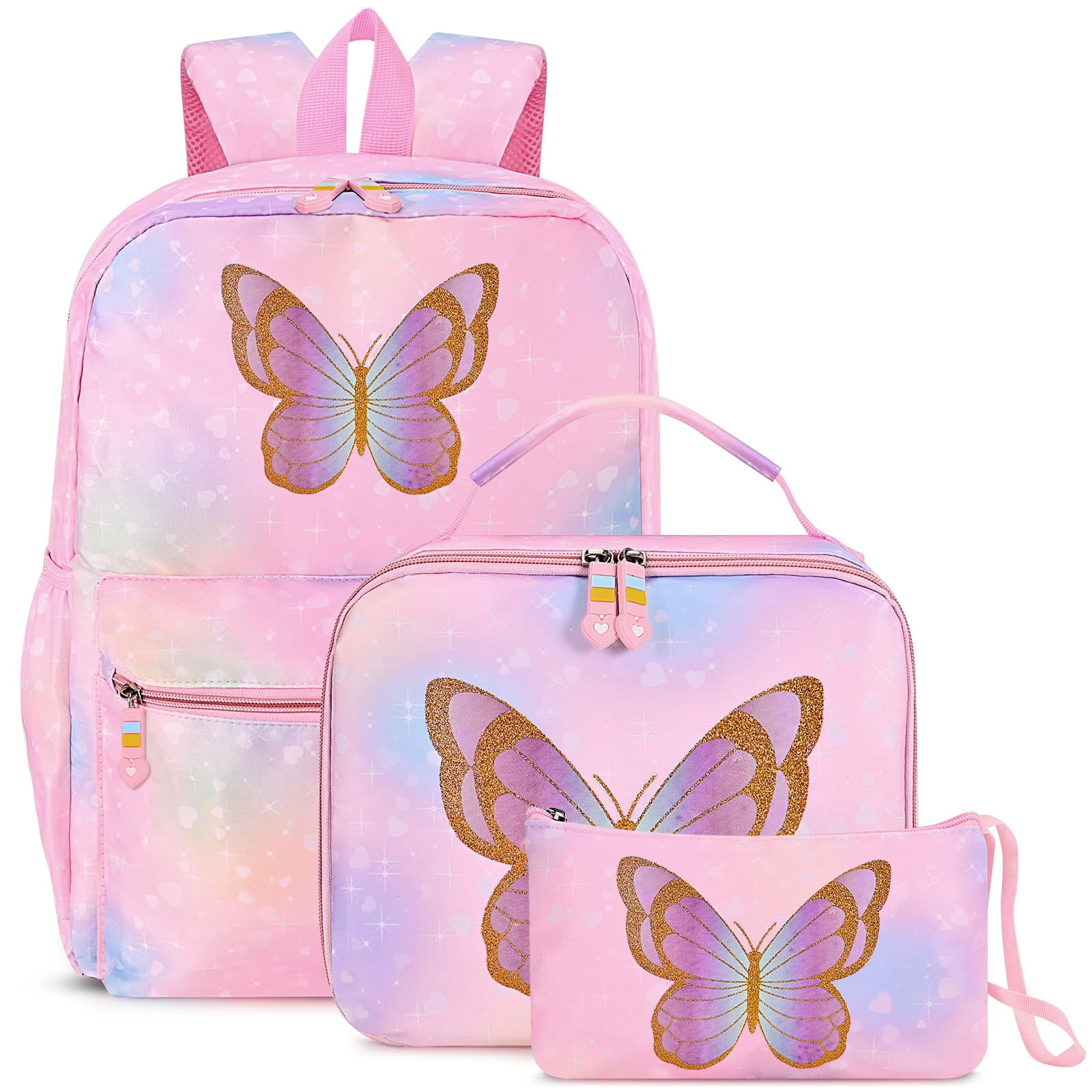 Set de mochilas Cokouchyi Butterfly para niñas de 4 a 8 años con