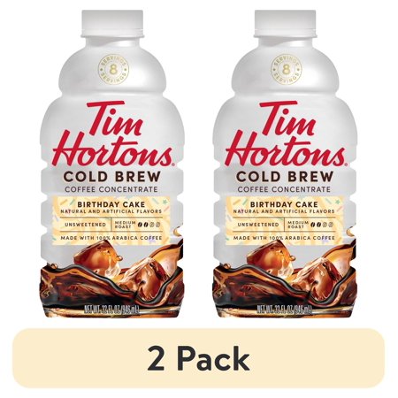 (2 pack) Tim Hortons Birthday Cake Cold Brew Coffee Concentrate, 100% Arabica Medium Roast, 32 oz
