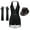 Black, variant on Women Sparkly Sequin Latin Dance Dress Outfits Tassel Leotard Bodysuit With Gloves Hat Red M