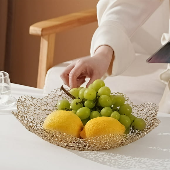 Best Value,Iron Fruit Basket, Scandinavian Style Storage Basket for Living Room, Coffee Table, Net Red Snack Basin,PENDANE,Gold