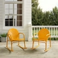 thumbnail image 2 of Crosley Fruniture Griffith 2Pc Outdoor Metal Rocking Chair Set Tangerine Gloss - 2 Rocking Chairs, 2 of 9