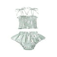 thumbnail image 1 of Seyurigaoka Baby Girls Two-piece Lovely Pants Suit, Daisy Print Tie-up Shoulder Strap Ruched Camisole + Elastic Band Culottes, 1 of 8