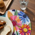 thumbnail image 3 of Spring Daisy Round 13 Inch Placemats Set of 2, Turquoise Modern Abstract Art Dots Floral HeatResistant Non Slip Place Mats for Dining Table, Wipeable Braided Kitchen Table Mats for Housewarming, 3 of 9