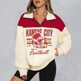 thumbnail image 2 of Football Sweatshirt for Women Game Day Print Long Sleeve Quarter Zip Up Football Season Pullover Fall Winter Tunic Tops, 2 of 5