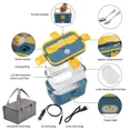 thumbnail image 2 of Electric Lunch Box Food Warmer - Portable Food Heater for Car & Home - Leak Proof, Lunch Heating Stainless Steel Container 1.8L, 2 of 5